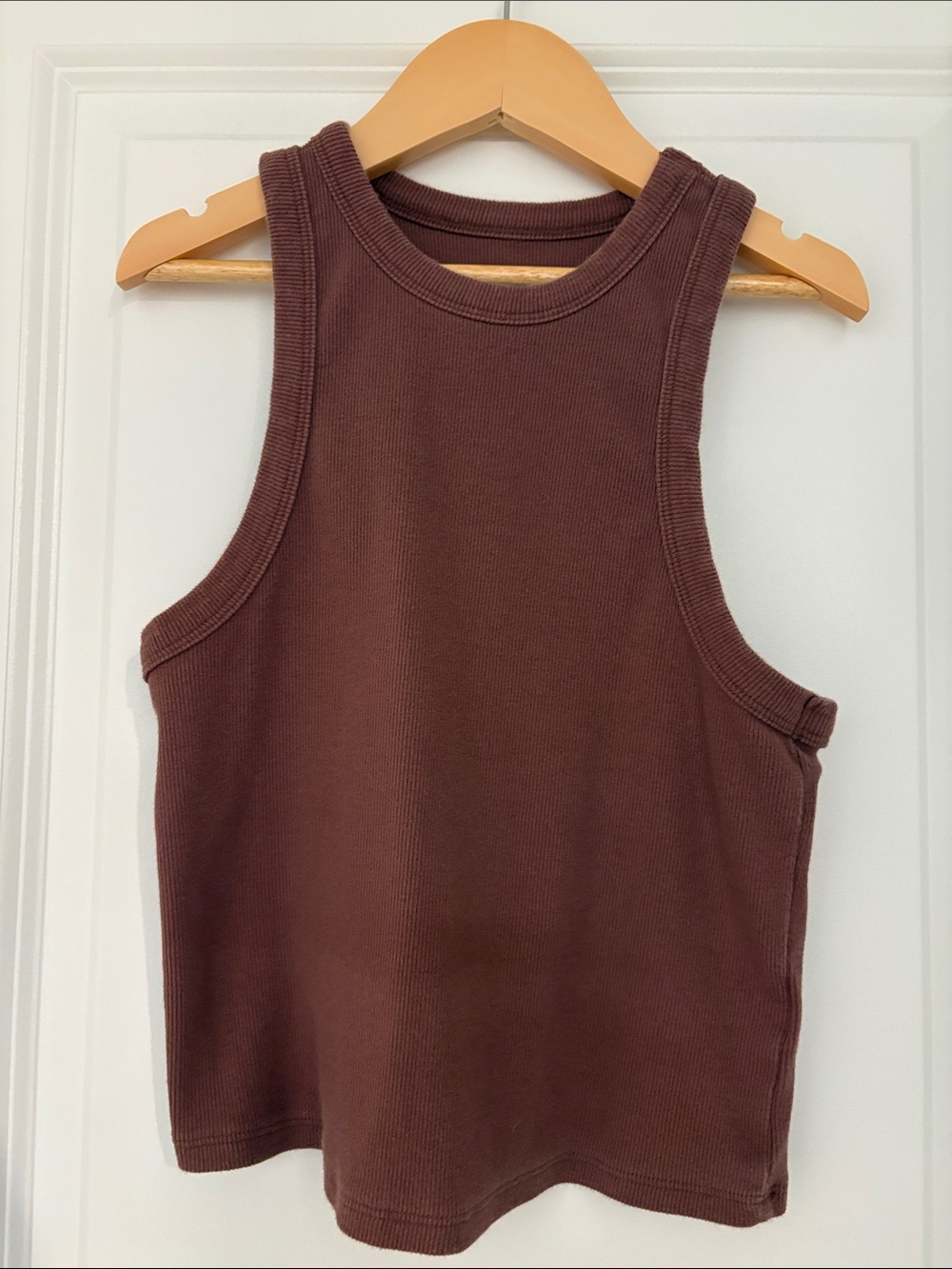 Maeve Ribbed Tank Top in Chocolate Brown